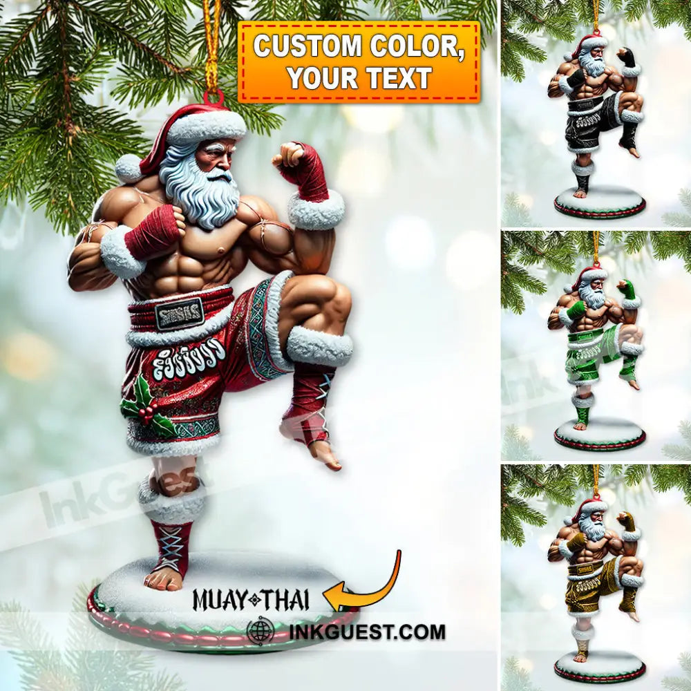Beard Santa Claus Print Pattern Muay Thai Boxing Shorts