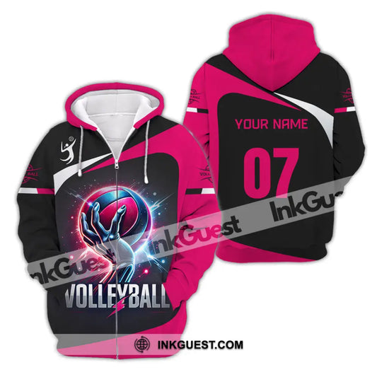 Unisex Shirt, Custom Name and Number Volleyball T-Shirt, Volleyball Hoodie Long Sleeve Shirt, Gift for Volleyball Lovers