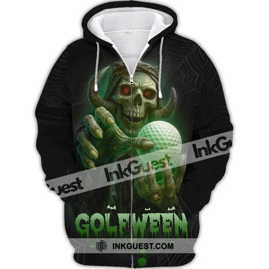 Unisex Shirt - Hello Darkness Skeleton, Funny Skull Golf, Golfween Halloween, Golf Player Shirt