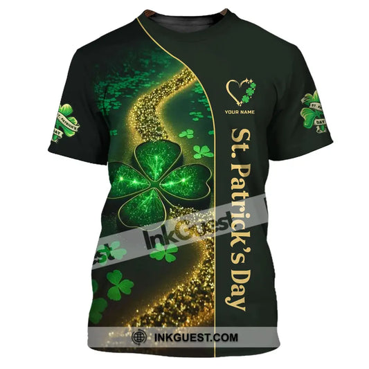 Unisex Shirt - T-Shirt mit individuellem Namen - ST. Patrick's Day Kleidung, Herz mit 4-Blatt-Kleeblatt-Shirt 