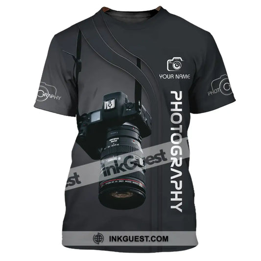 Unisex Shirt - Custom Name Black Shirt - Camera Photographer Shirt