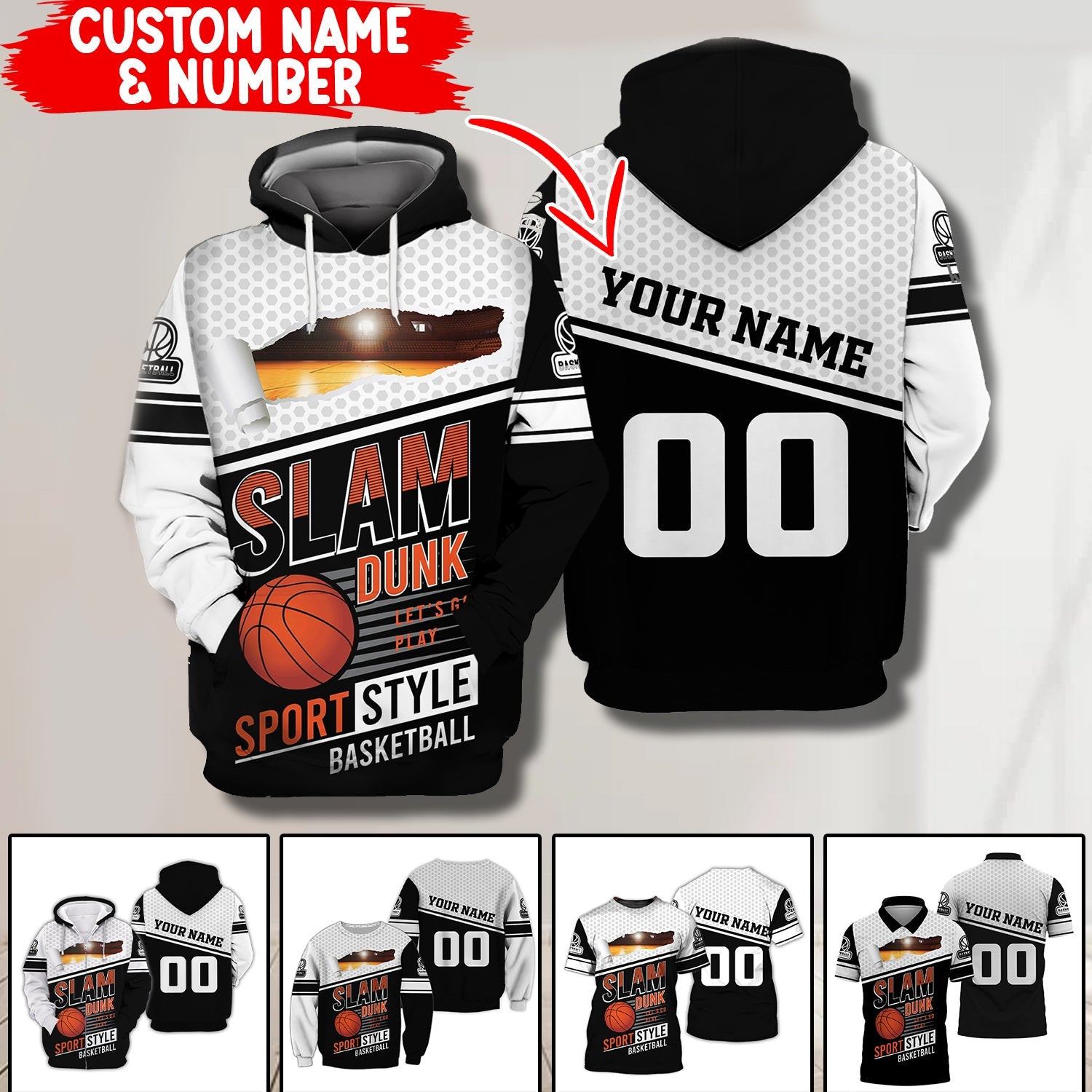 Man Shirt, Custom Name and Number Basketball T-Shirt, Slam Dunk Sport